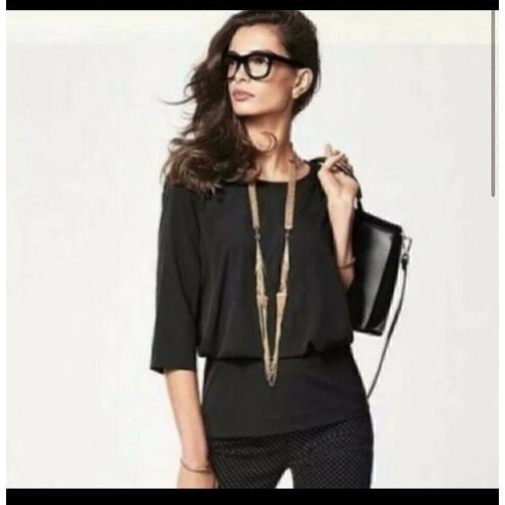 Cabi Indulgence top black cinched waist 3/4 sleeve size M